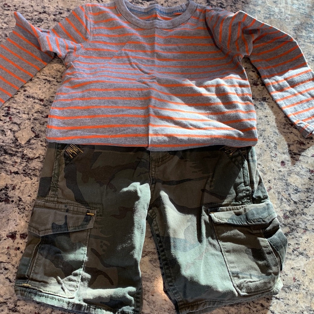 Shorts and long sleeve tshirt outfit camo shorts striped shirt wrangler